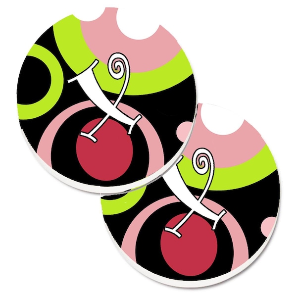 Carolines Treasures Letter x Monogram Retro in Black Set of 2 Cup Holder Car Coaster AM1002-XCARC - main